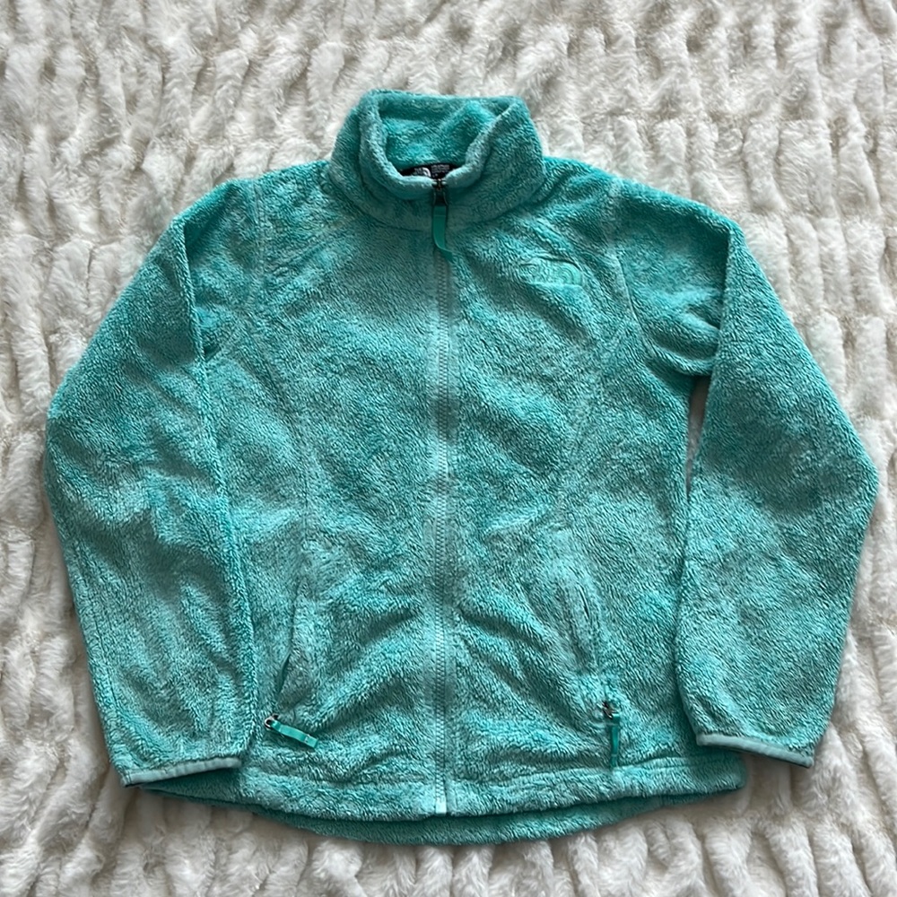 The North Face teal zip up jacket girls size small 7/8